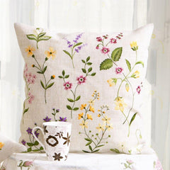 Floral Embroidered Cushion Cover