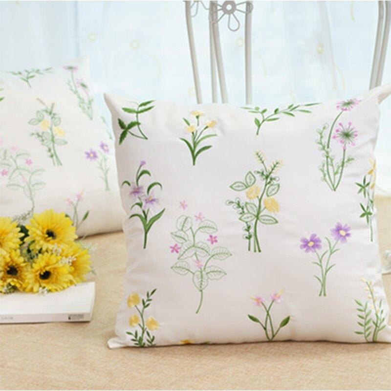 Floral Embroidered Cushion Cover