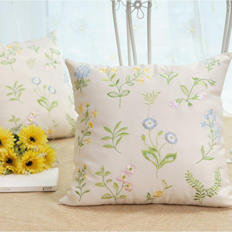 Floral Embroidered Cushion Cover