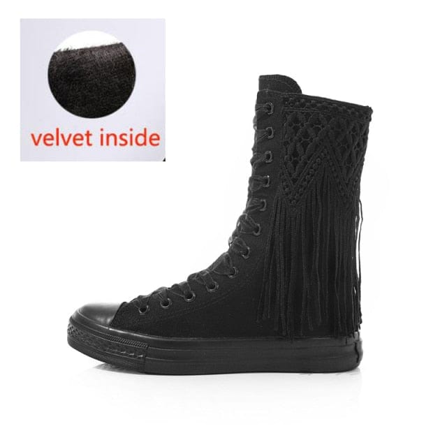 Lace Embroidery Flat Boots