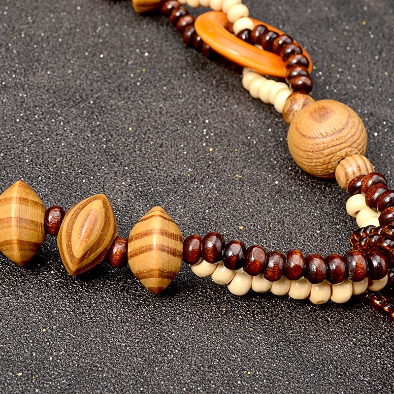 Ethnic Elephant Wooden Beads Necklace