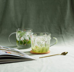 Grass & Flowers Glass Mug