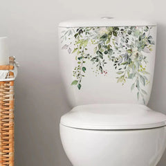 Green Plant Leaves Bathroom Stickers