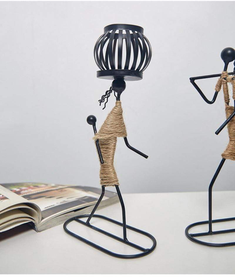 Handmade Figurines Metal Candlesticks