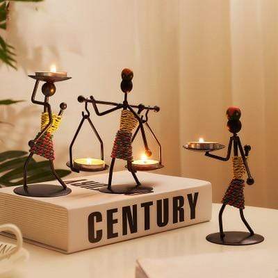 Handmade Figurines Metal Candlesticks