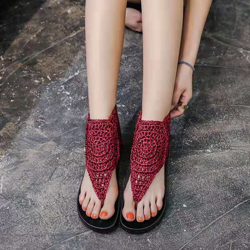 High-Top Knit Crochet Sandals