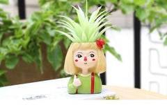 Little Blonde Girl Flower Pot