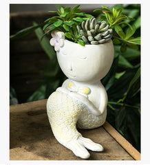 Mermaid Figurine Planter Pot