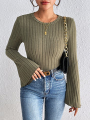 Mila Ribbed Flare Sleeve Top