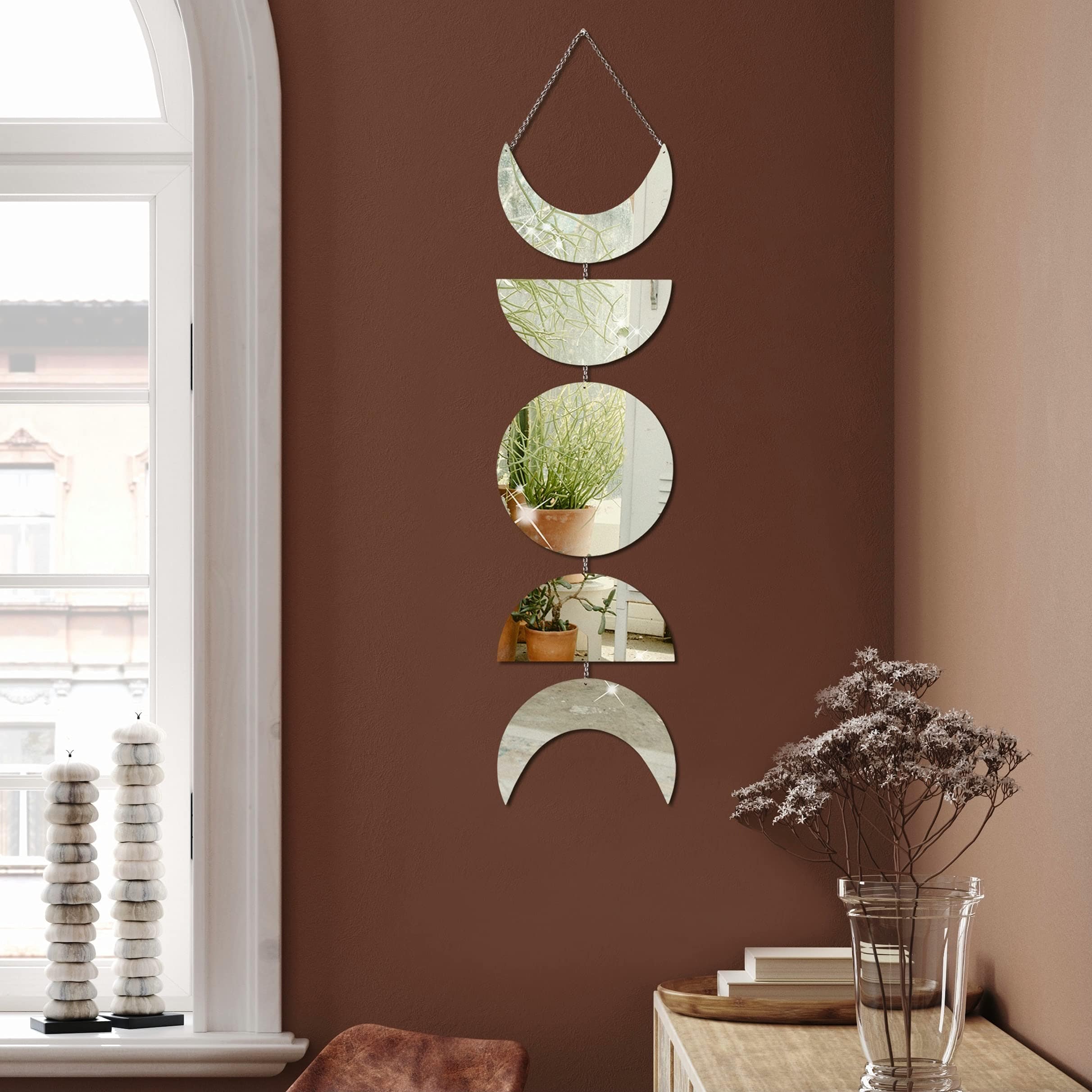 Moon Phase Mirror Wall Hanging