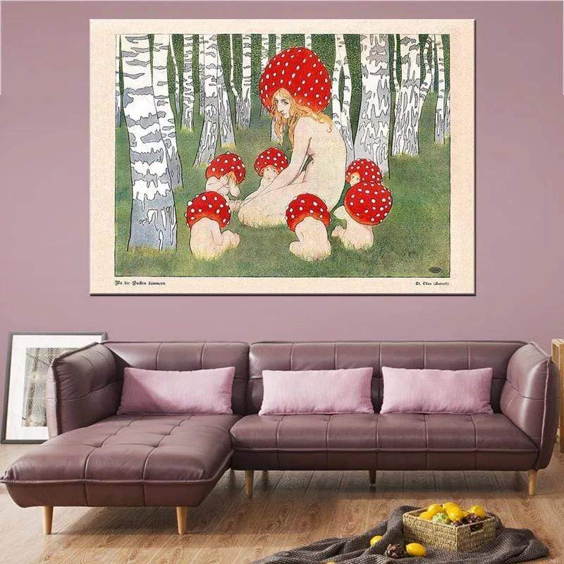 Mother Mushroom and her Kids Poster