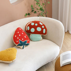 Mushroom, Pear, and Strawberry Cushions