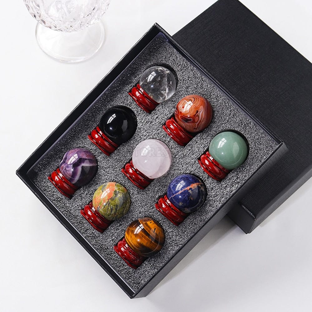 Natural Crystal Ball Gift Box Set