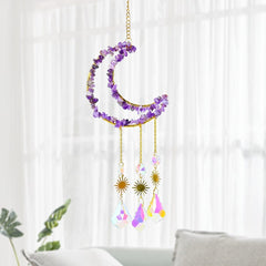 Natural Crystal Moon-Shaped Suncatcher