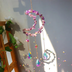 Natural Crystal Moon-Shaped Suncatcher