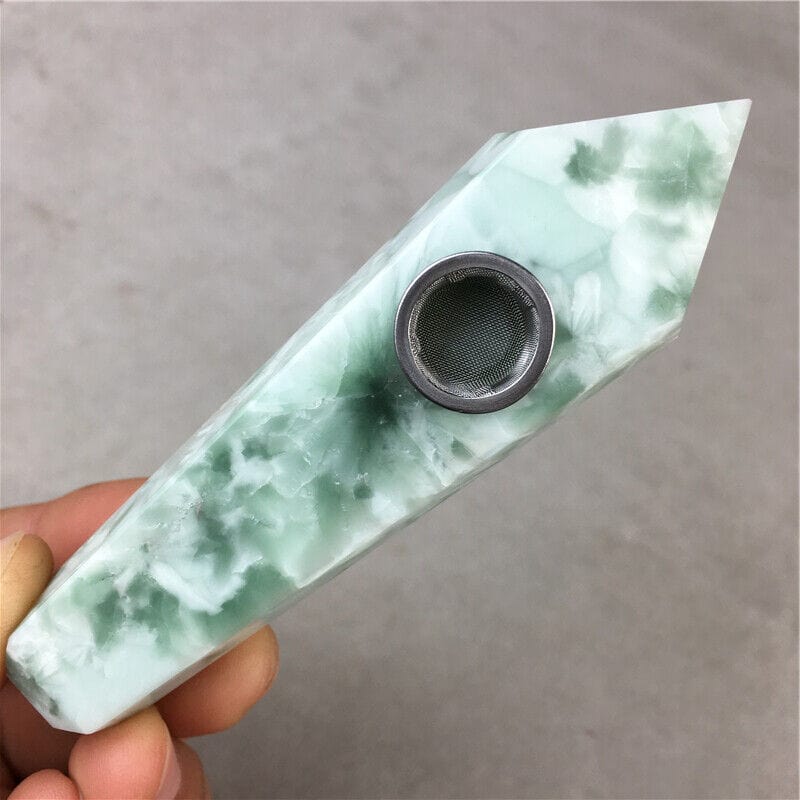 Natural Green Alabaster Crystal Pipe