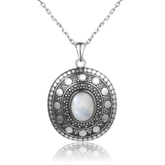 Natural Moonstone Sterling Silver Necklace