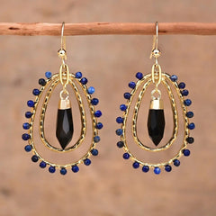 Natural Stone Teardrop Dangle Earrings