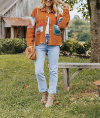 Océane Aztec Patchwork Corduroy Shacket