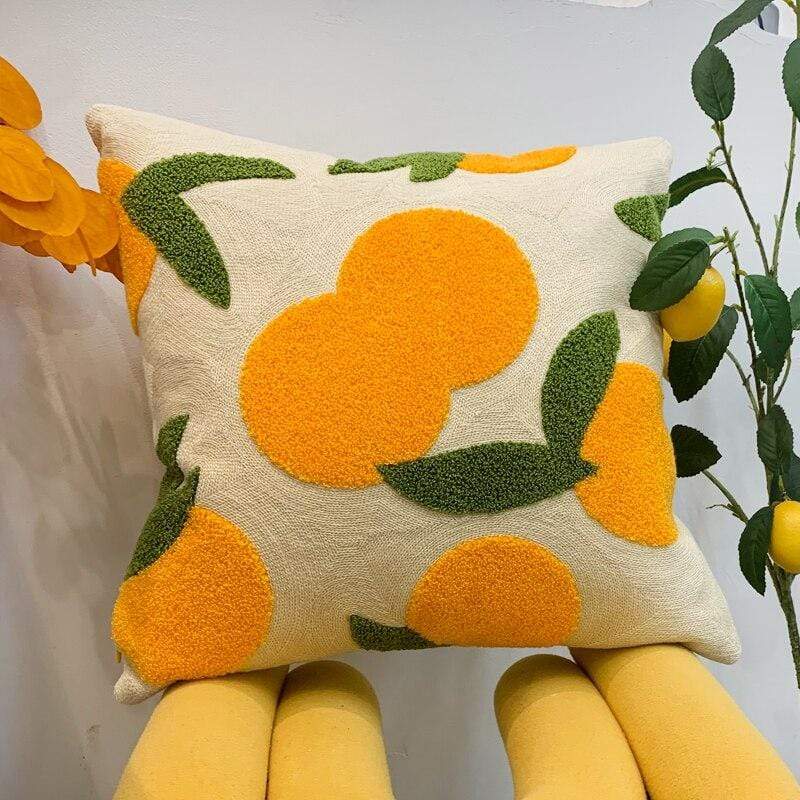 Orange Embroidery Cushion Cover