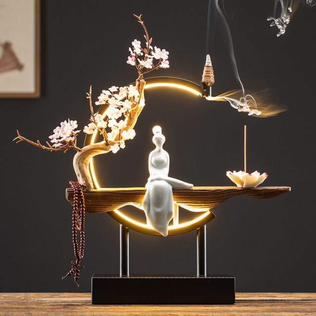 Peaceful Lady Backflow Incense Burner Lamp