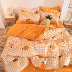 Pretty Orange Duvet Cover Set 4pcs