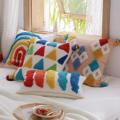 Rainbow Embroidered Cushion Cover