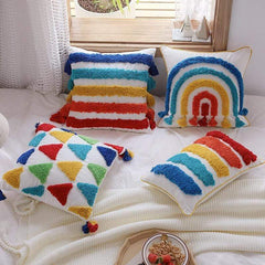 Rainbow Embroidered Cushion Cover