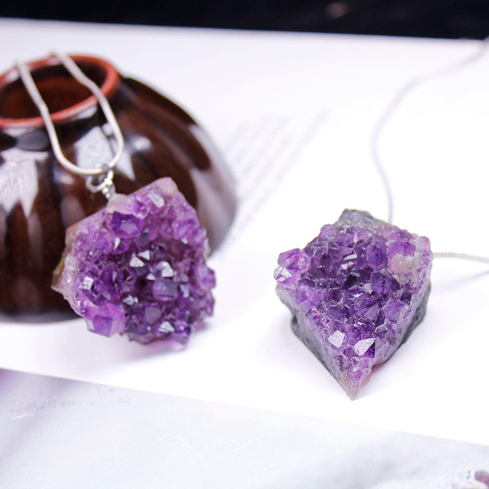 Raw Amethyst Cluster Necklace