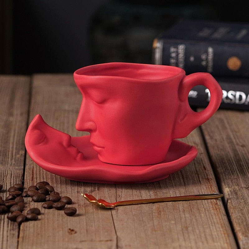 Face Reflection Coffee Cup and Saucer