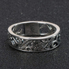 S925 Sterling Silver Floral Design Ring