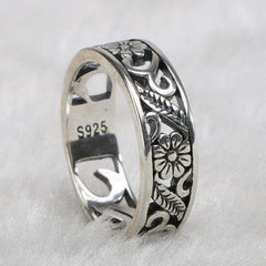 S925 Sterling Silver Floral Design Ring