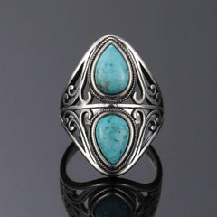 S925 Sterling Silver Natural Turquoise Ring