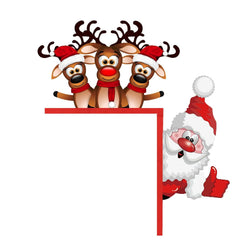 Santa and Reindeer Wooden Corner Decoration