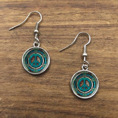 Hippie Peace Sign Dangle Earrings