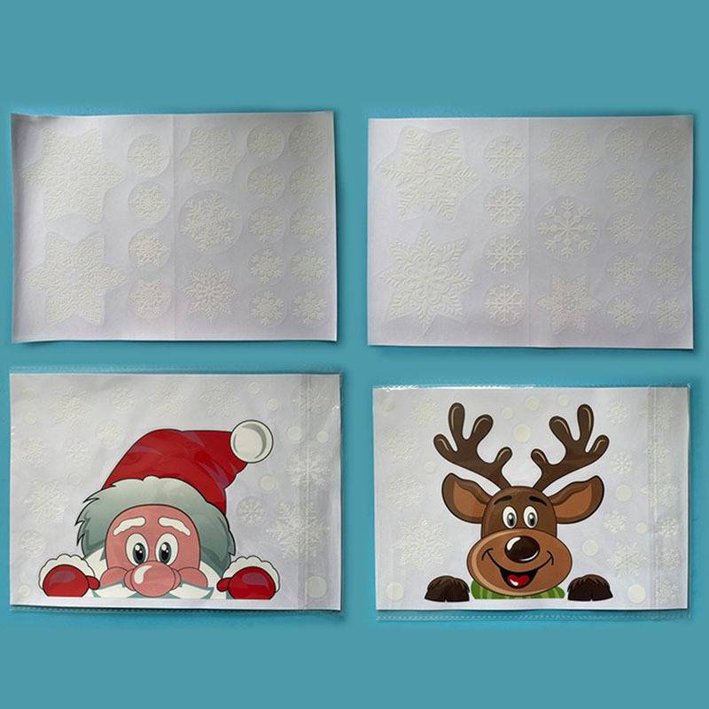 Snowflakes, Santa, & Elk Christmas Window Stickers