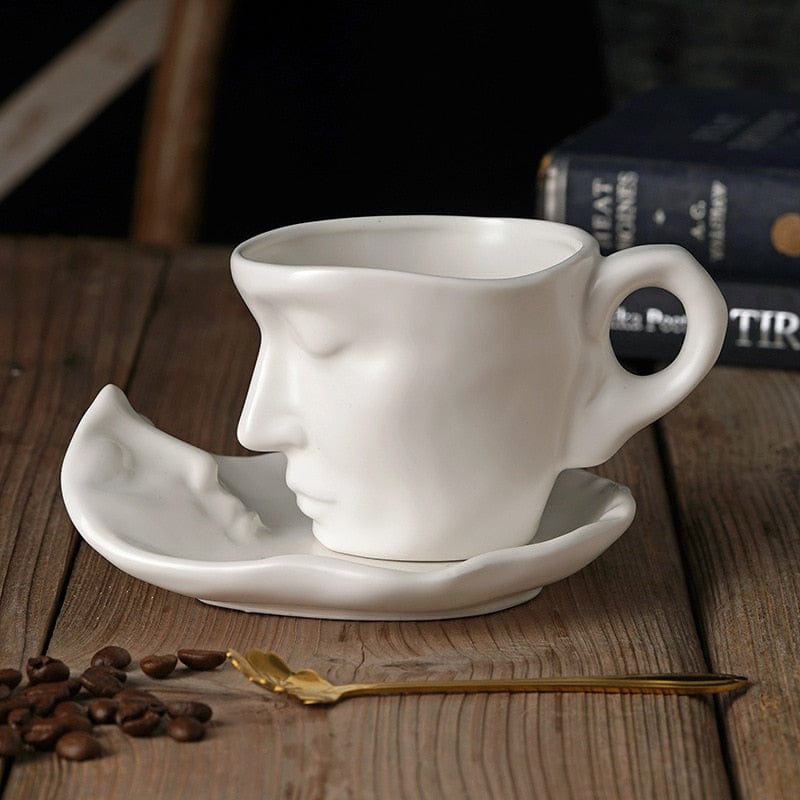 Face Reflection Coffee Cup and Saucer