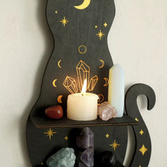Black Cat Wooden Shelf