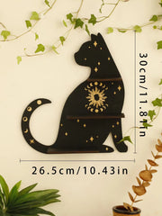 Black Cat Wooden Shelf