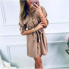 Autumn Casual Plain T Shirt Dress