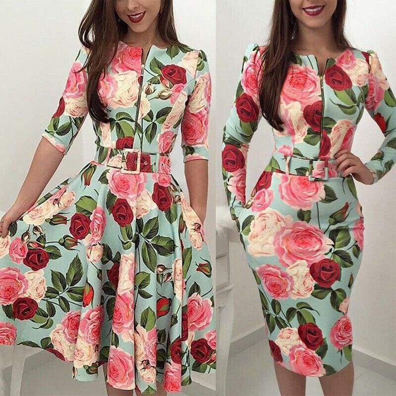 Bandage Bodycon Long Sleeve Short Mini Floral Party Casual Dress