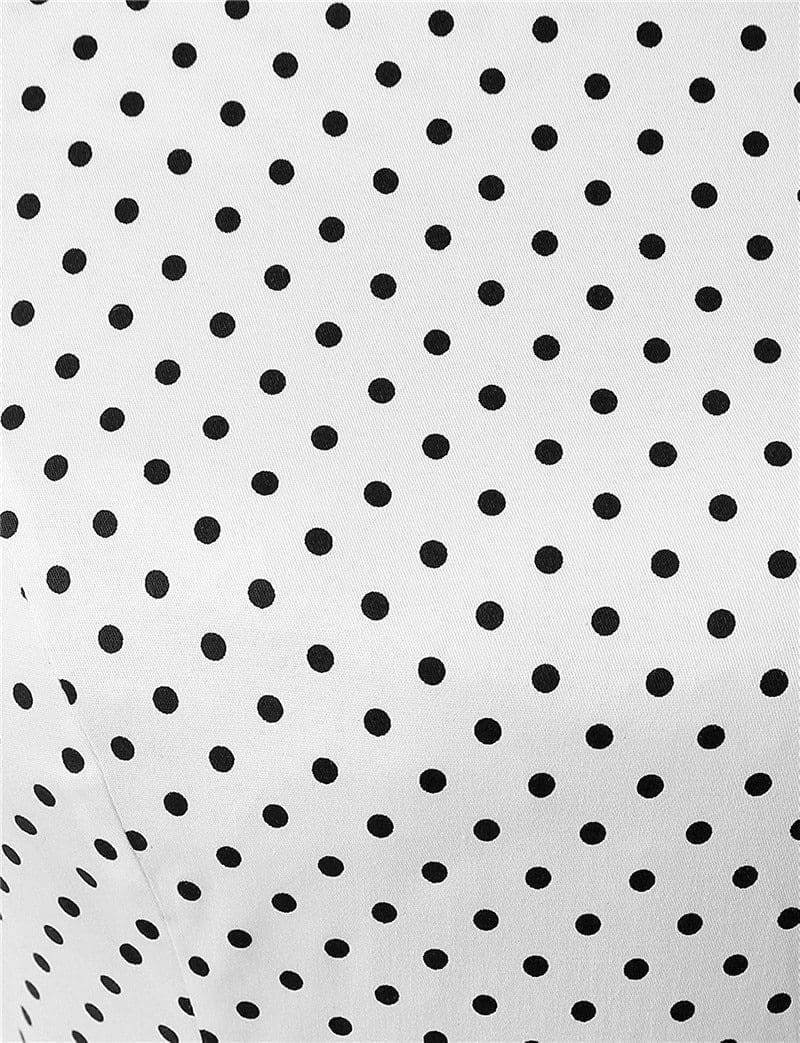 Dress Vintage Printed Dot A-Line O-Neck Bow Sashes