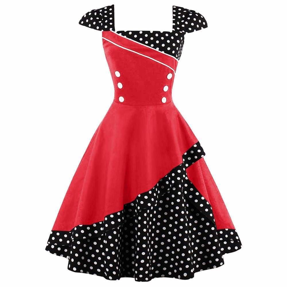 Dress Vintage Rockabilly Swing Polka Dot Print Plus Size