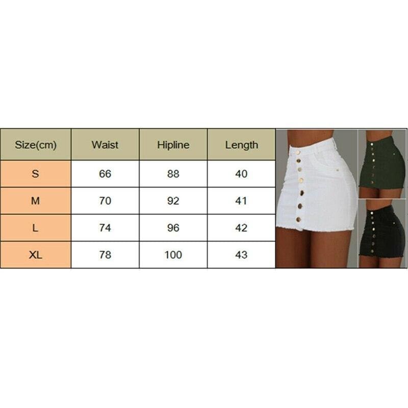 High Waist Button Skirt Denim Jean Bodycon Casual Party A-line Short Stretch Mini Dress