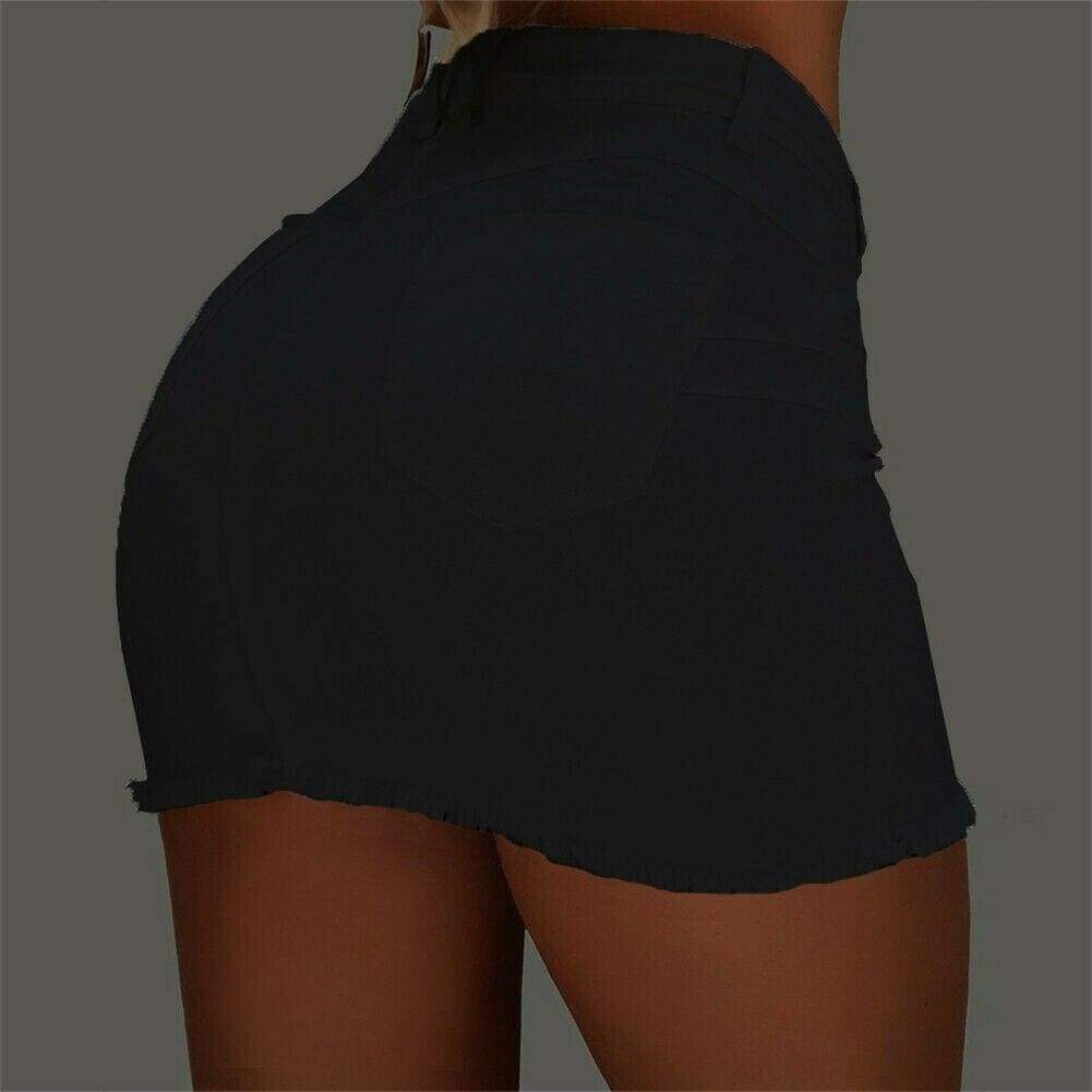 High Waist Button Skirt Denim Jean Bodycon Casual Party A-line Short Stretch Mini Dress