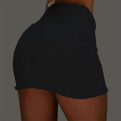 High Waist Button Skirt Denim Jean Bodycon Casual Party A-line Short Stretch Mini Dress