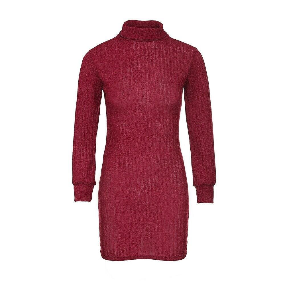 Ladies Casual Sweatshirt Long Sleeve Knit Slit Dress Sweater Hoodie Jumper Top Loose Winter Bodycon Party Dress
