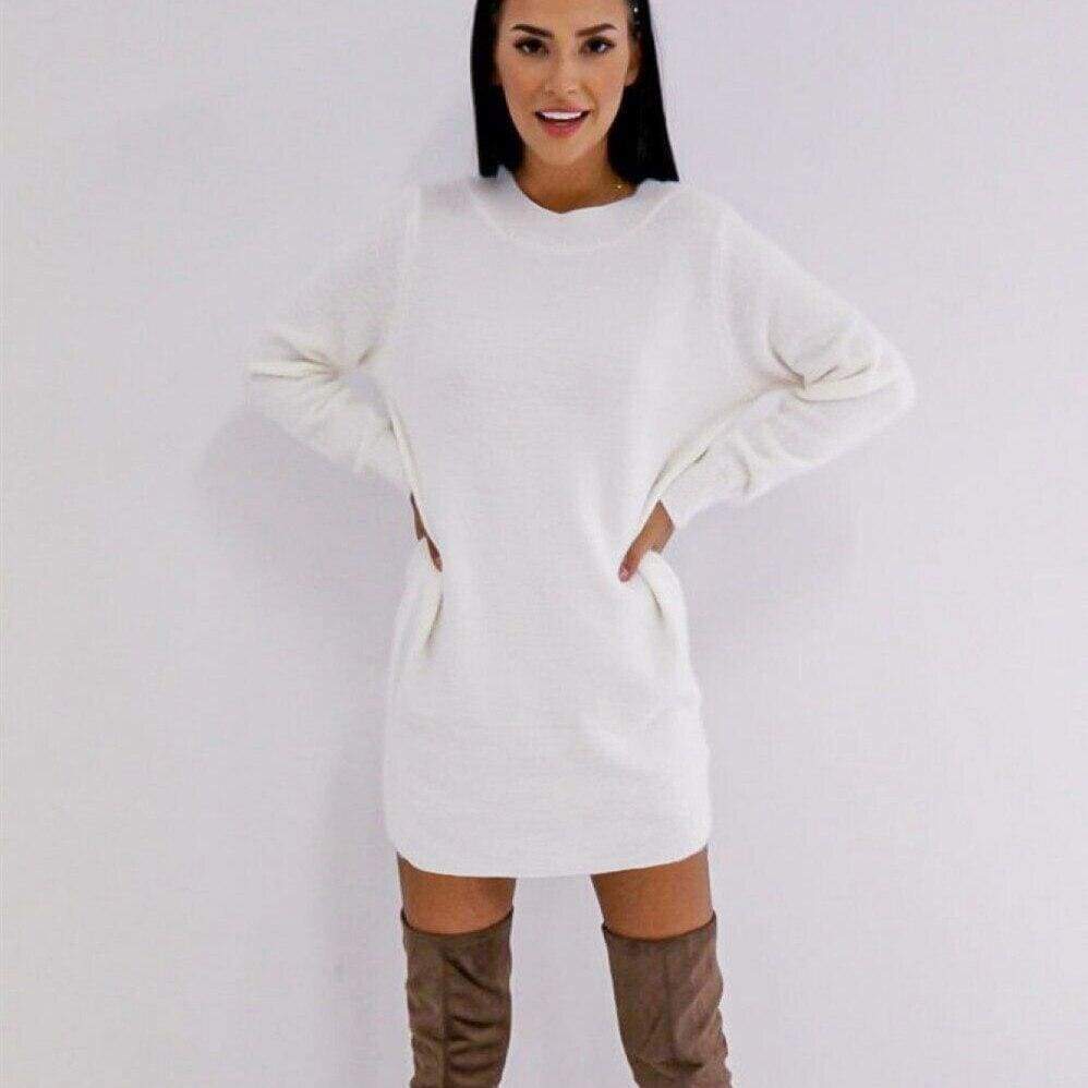 Long Sleeve Knitted Sweater Mini Dress Fashion Autumn Winter Lady Backless Party Club Casual Jumper Dress
