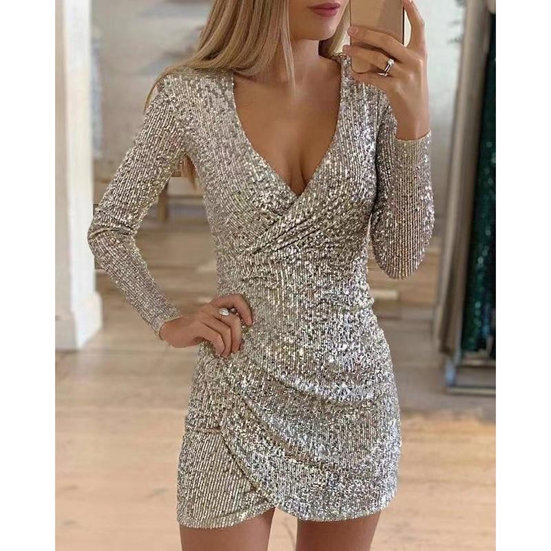 long sleeve sequin dress