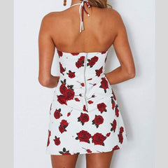 Mini Floral Dress Summer Fashion Ladies Slim Bodycon Party Clubwear Beach Holiday Sleeveless Zipper Sundress